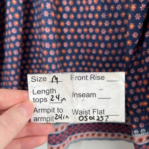 Trovata Bird Of Paradis Blue & Pink Floral Print Long Sleeve Silk Blouse Size M - Picture 10 of 10